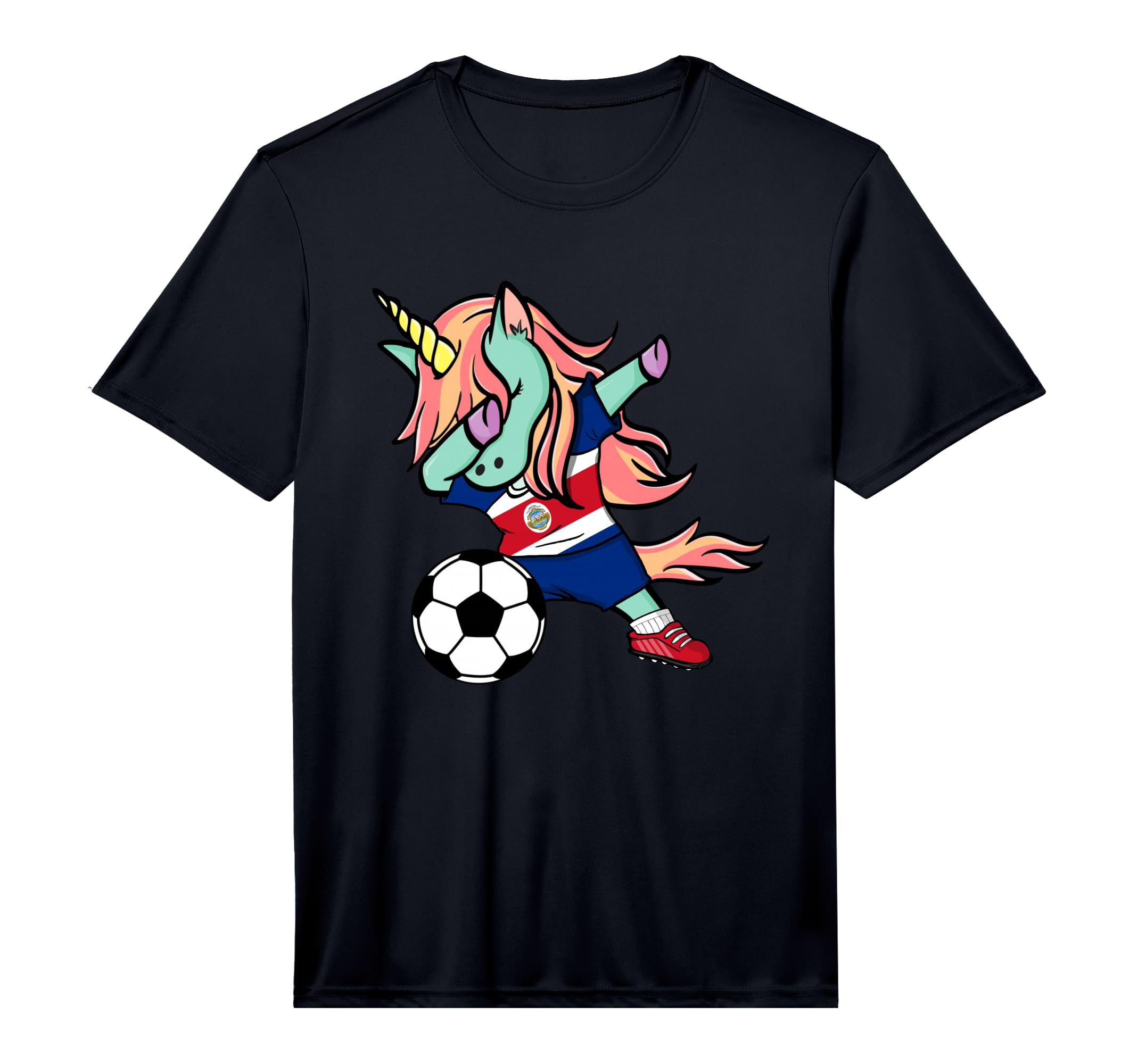 Dabbing Unicorn Costa Rica Soccer Fans T-Shirt - Fun Novelty Design Unisex