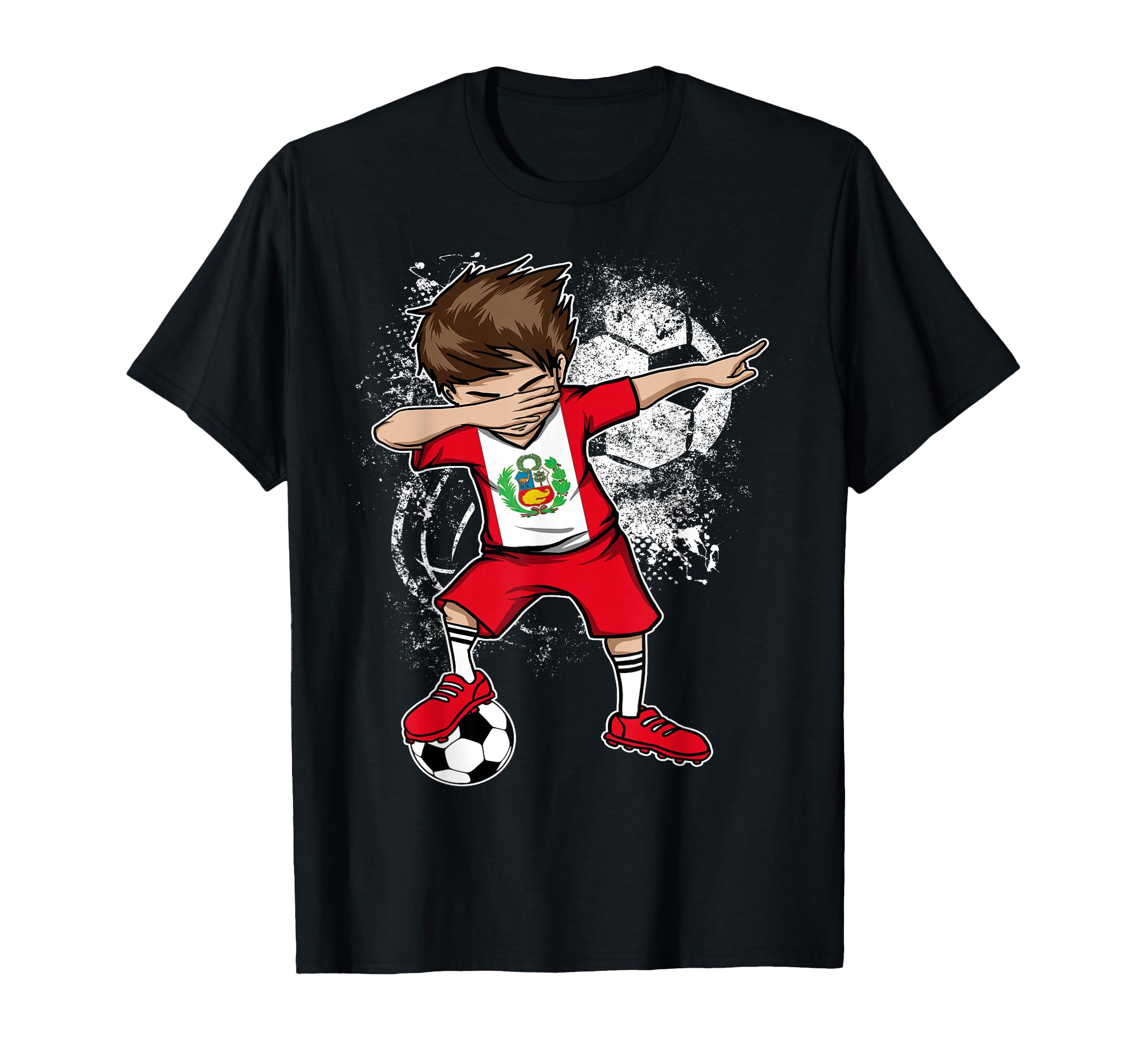 Dabbing Peru Soccer Jersey T-Shirt - Casual Everyday Wear Men Women