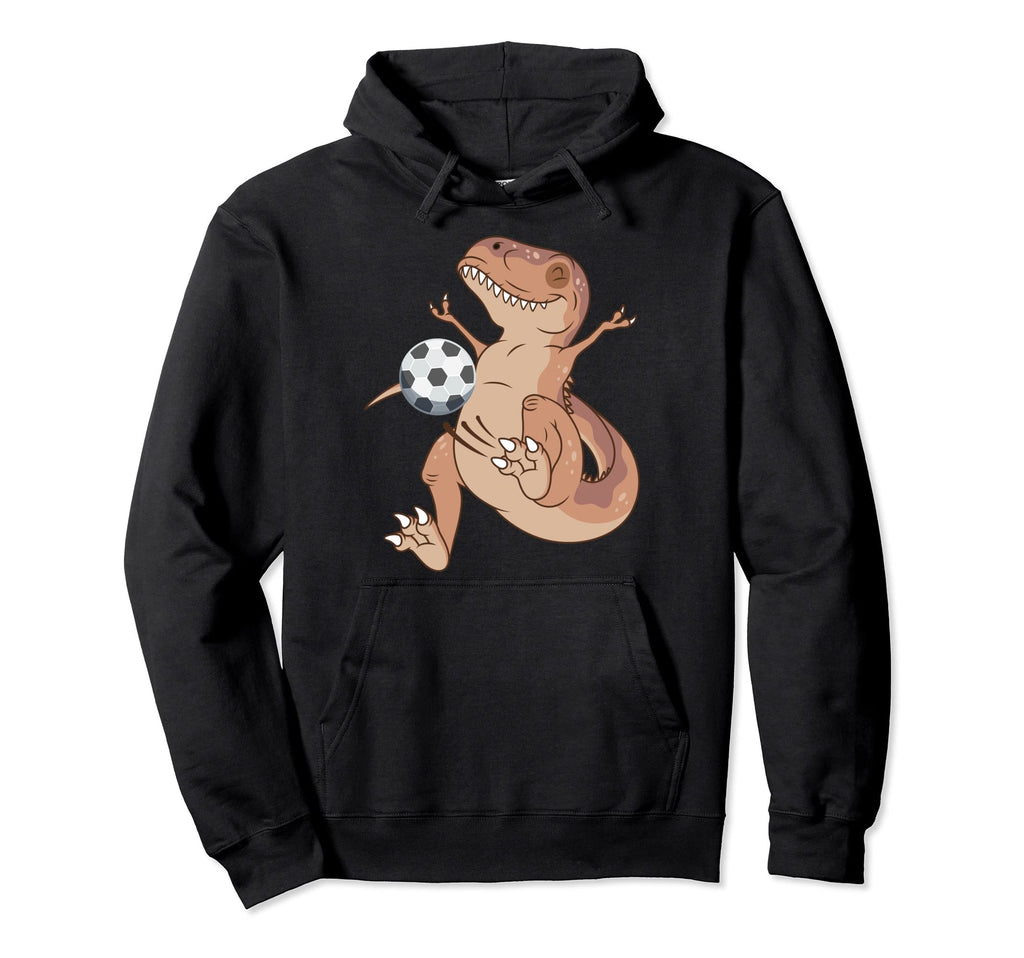 T Rex Soccer Player Gift Dinosaur Football Hoodie - Novelty Apparel Unisex