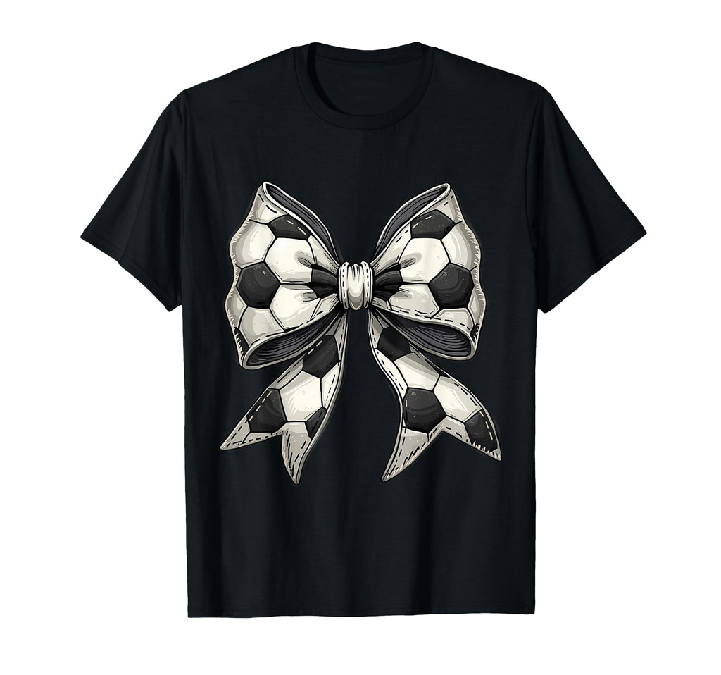 Elegant Soccer Coquette Bow Football T-Shirt - Minimalist Print Unisex