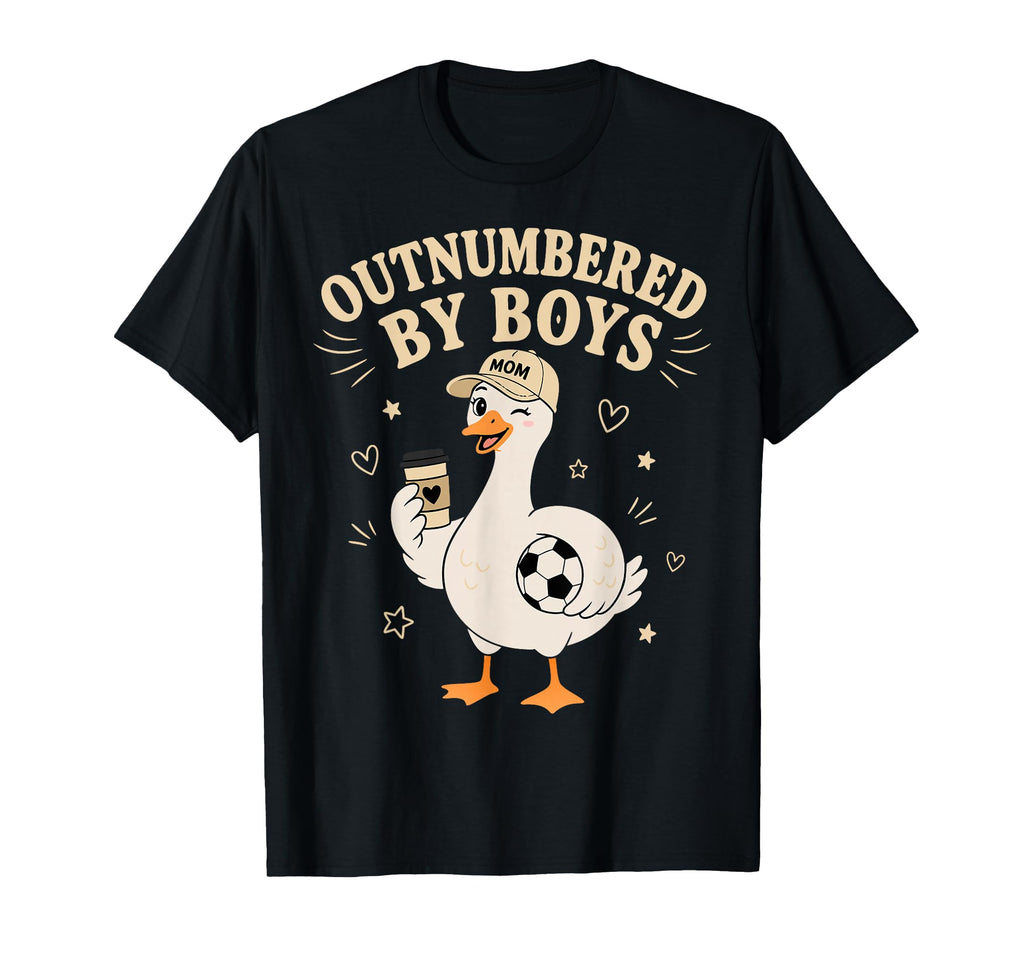 Funny Mom Goose Outnumbered Soccer T-Shirt - Novelty Apparel for Adults