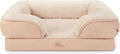 TOWN & COUNTRY EVERYDAY CuddleTown Comfy Solid Bolster Sofa Pet Bed, Supportive & Calming Egg Crate Foam, Non-Slip Bottom, Machine Washable Cover, Warm Taupe, Medium 28"x23"x8"