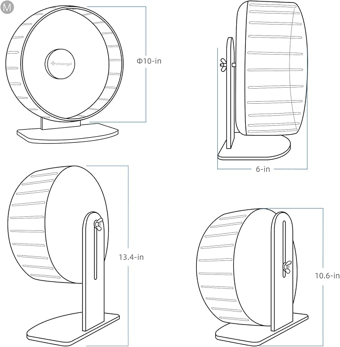Niteangel Super-Silent Hamster Exercise Wheels: - Quiet Spinner Hamster Running Wheels with Adjustable Stand for Hamsters Gerbils Mice Or Other Small Animals (M, Brown)