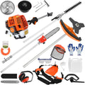 Weed Eater Gas Powered 52cc - 2 Cycle, 5 in 1 Grass Trimmer, Gas Hedge Trimmer, String Trimmer, Brush Cutter, Pole Saw with Extension Pole, Multi Functionallandscaping Tools & Equipmen (Red2)