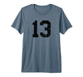 Black Distressed Sport Team Number 13 T-Shirt - Streetwear Style Men Women