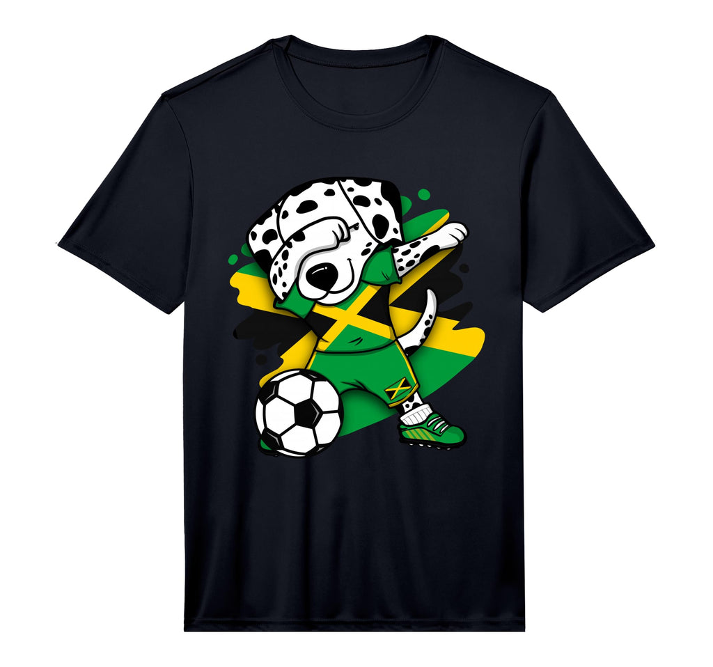 Dabbing Dalmatian Jamaica Soccer Fans T-Shirt - Unique Graphic for Adults