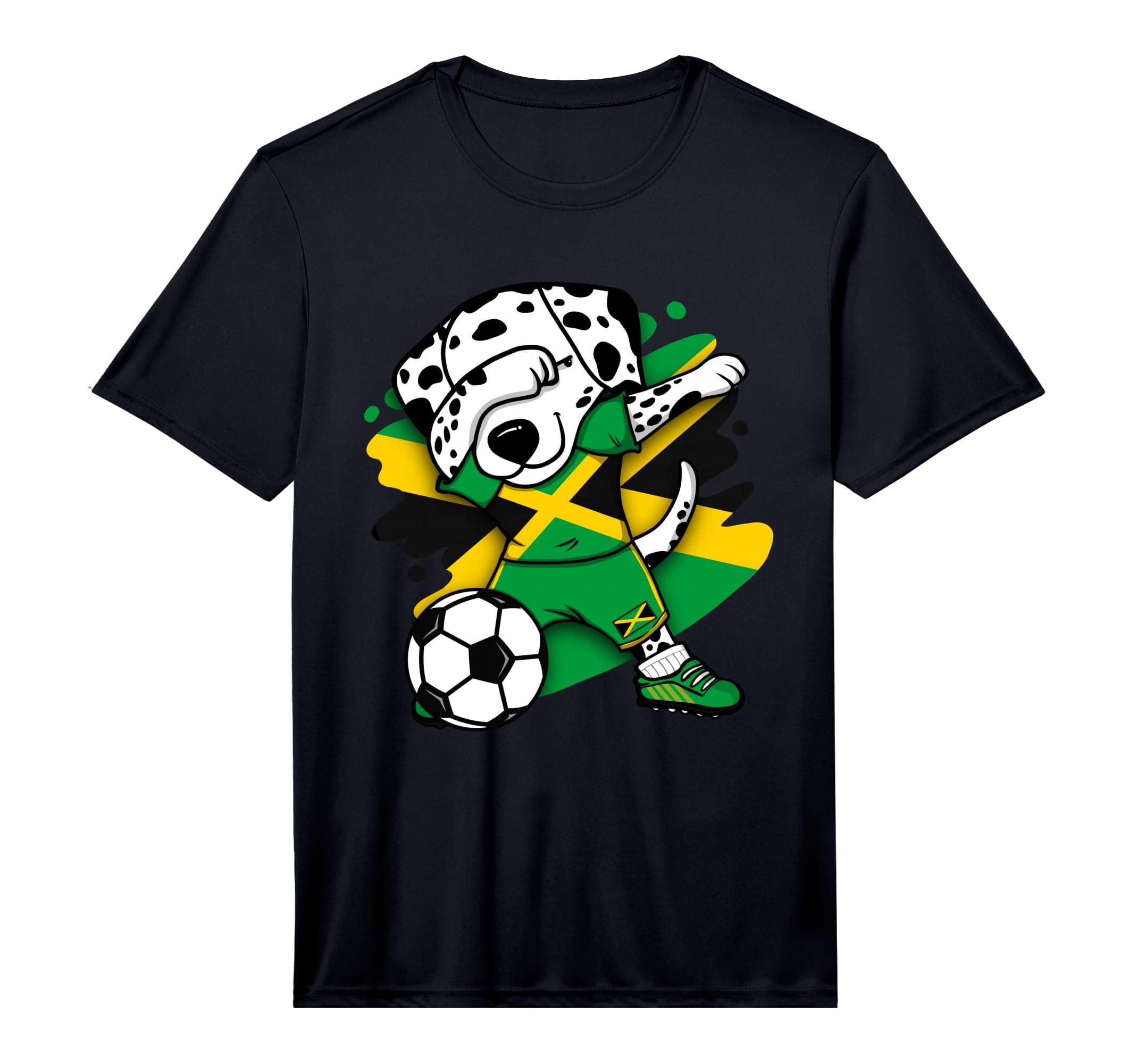 Dabbing Dalmatian Jamaica Soccer Fans T-Shirt - Unique Graphic for Adults