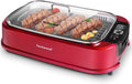 Smokeless Indoor Grill, Techwood 1500W Electric Grill Portable Korean Grill Non-Stick Grill Plates with Temperature Control, Removable Drip Tray, Tempered Glass Lid, Dishwasher-Safe