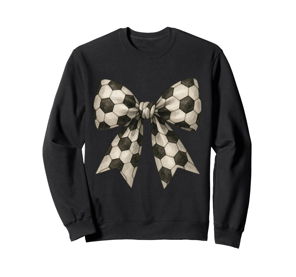 Watercolor Soccer Ball Bow Sport Sweatshirt - Trendy Graphic for Adults