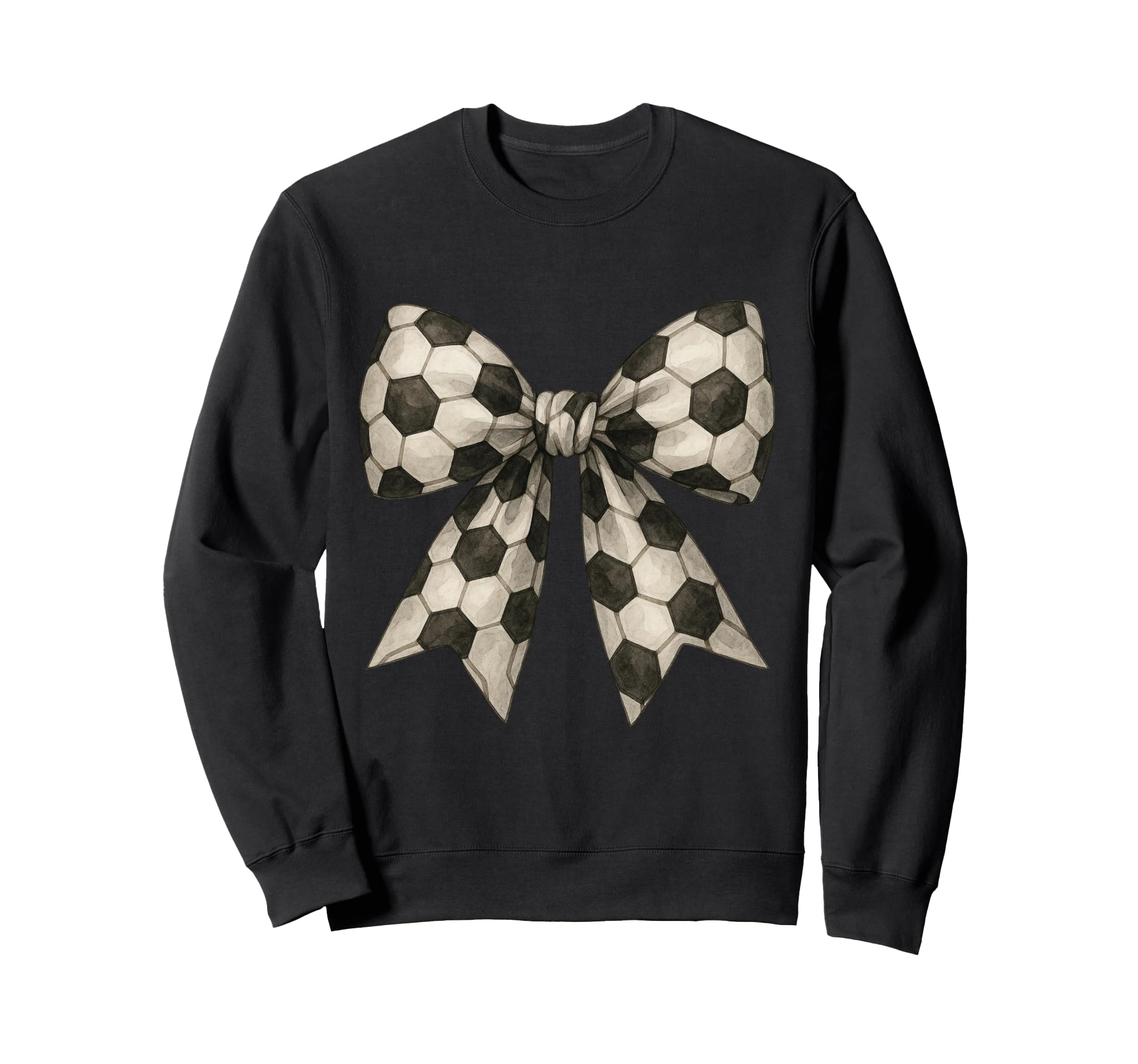 Watercolor Soccer Ball Bow Sport Sweatshirt - Trendy Graphic for Adults