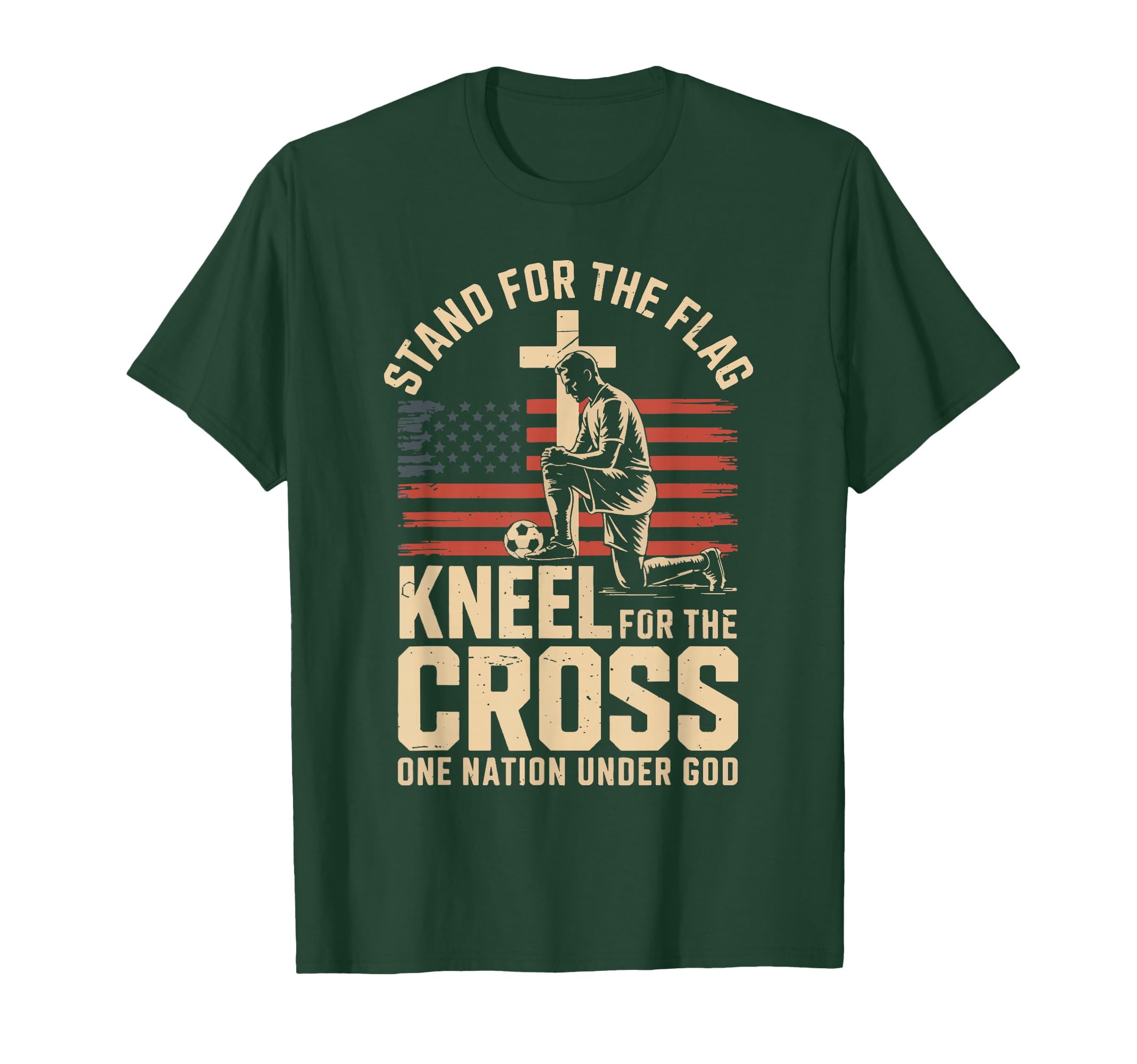 Mens Stand Flag Kneel Cross T-Shirt - Fun Novelty Design Men Women