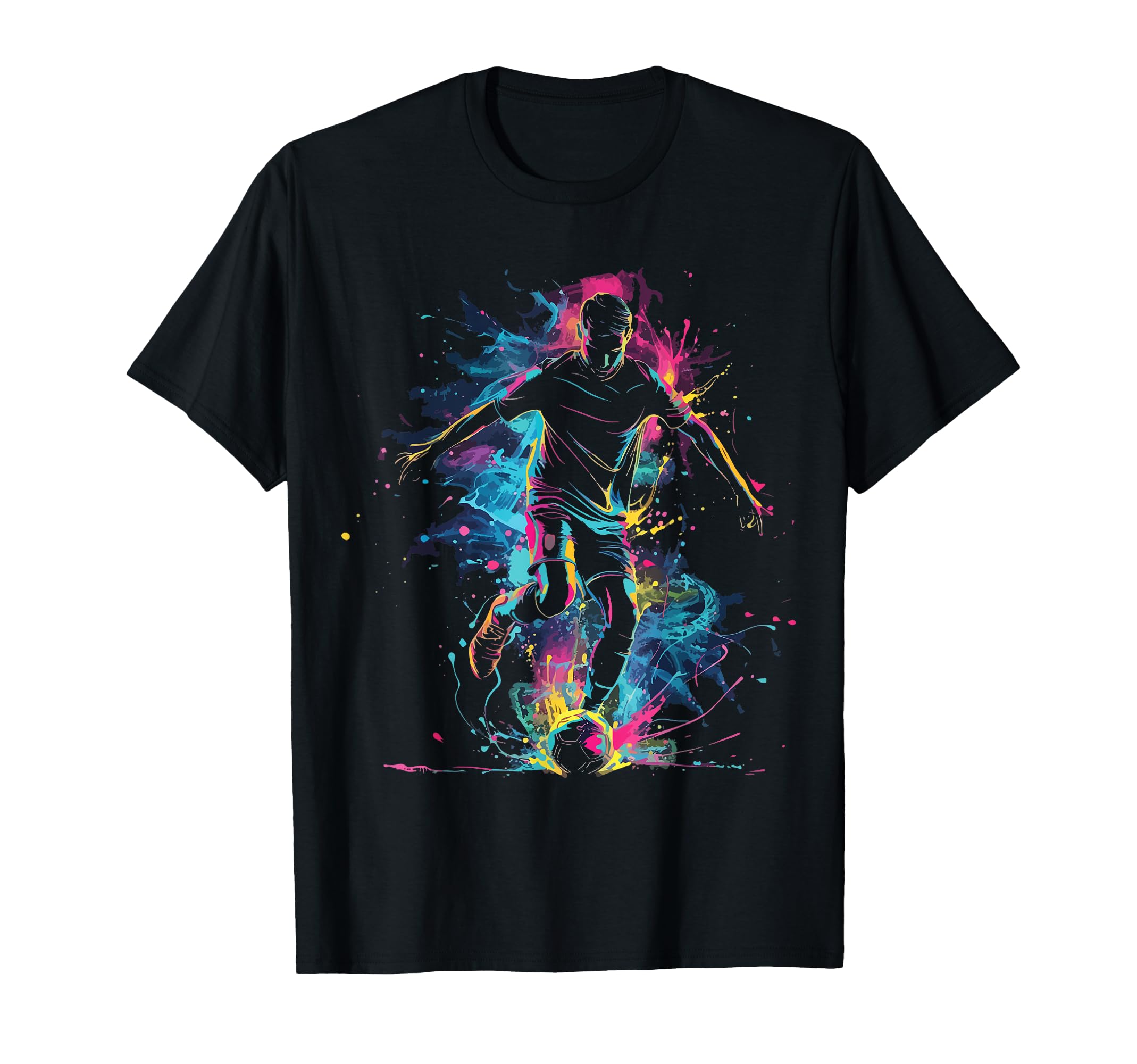 Ball Game Football Paint Splash T-Shirt - Minimalist Print for Adults