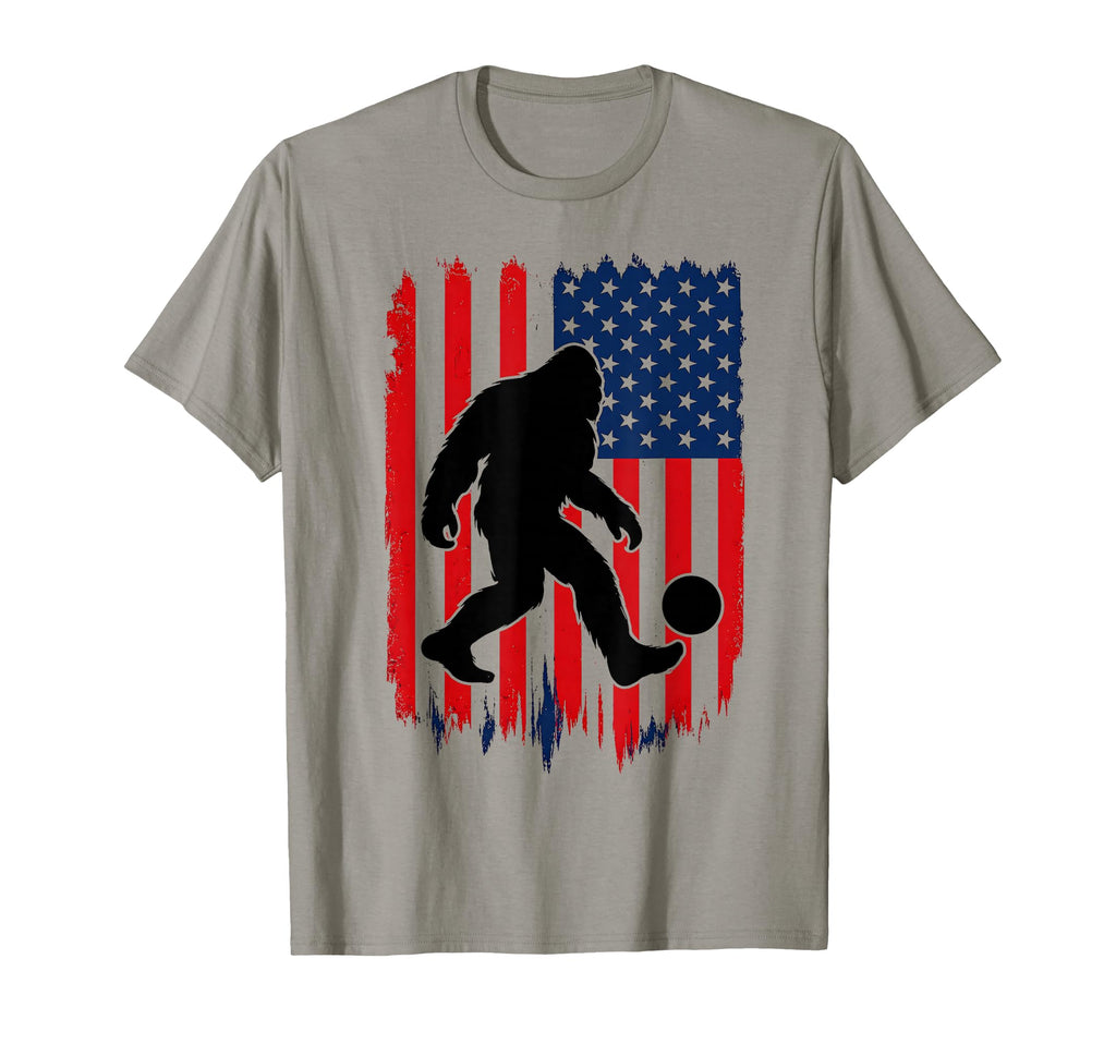 Bigfoot Soccer Usa Flag Patriotic T-Shirt - Fun Novelty Design Men Women