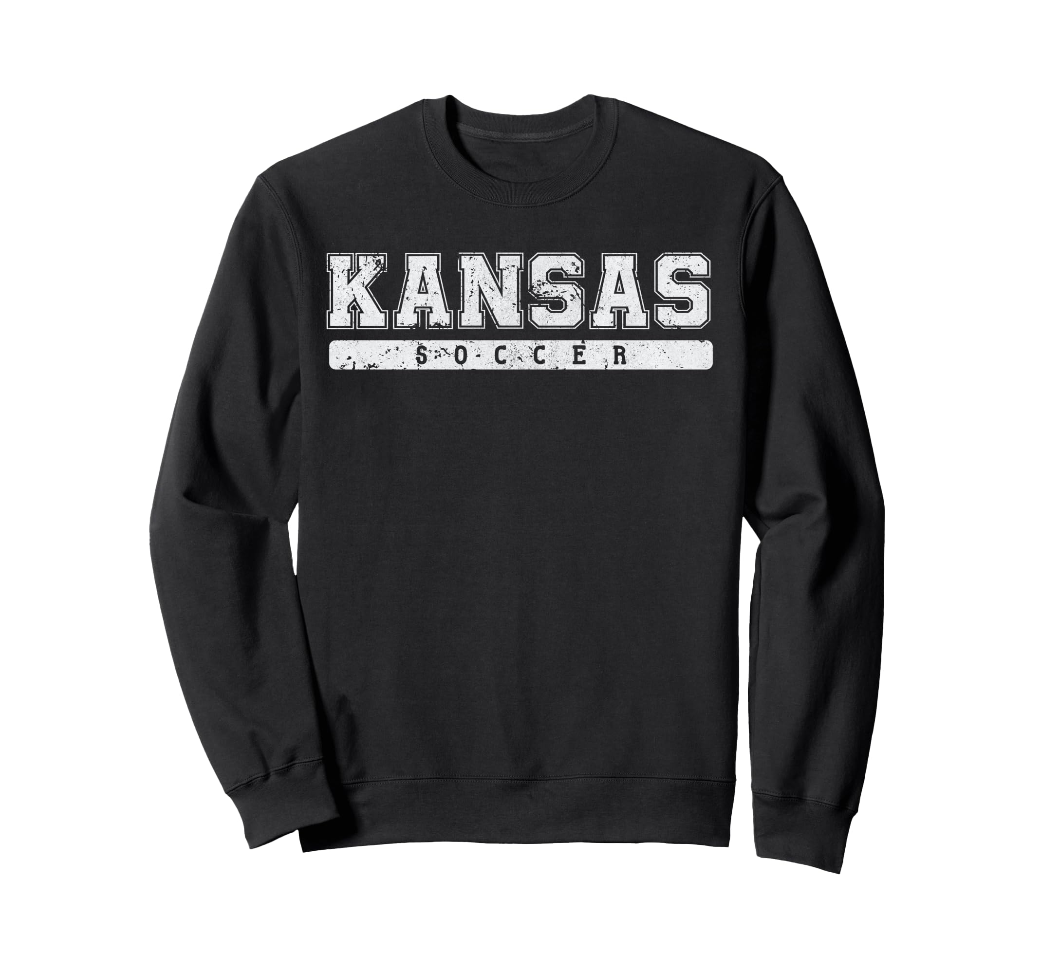 Kansas Soccer White Text Sweatshirt - Aesthetic Graphic for Adults