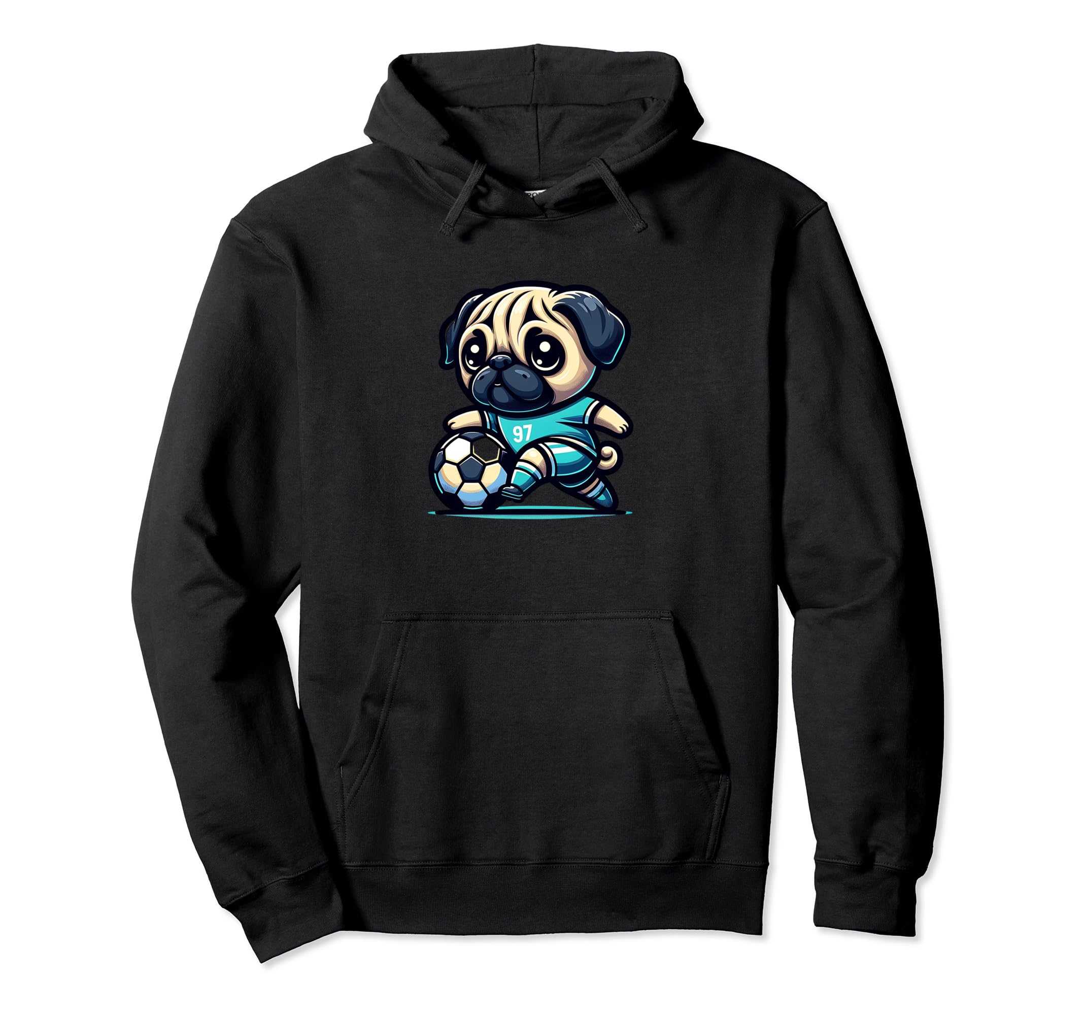 Pug Dog Soccer Player Champion Fan Hoodie - Custom Art Print for Adults