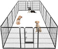 BestPet Dog Playpen Indoor 40 inch 16 Panels Metal Dog Pen Pet Dog Fence Outdoor Exercise Pen with Doors,Pet Puppy Playpen for RV Camping Yard, Black