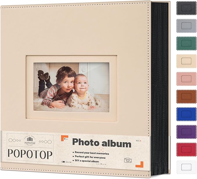 Popotop Photo Album 4x6 800 Pockets with Leather Hardcover Cover, Large Photo Album Binder Book with 80Pcs Pages for Family Travel Wedding Baby Gifts