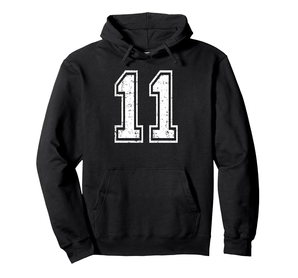 11 Number Eleven Team Sports Grunge Hoodie - Fun Novelty Design Unisex