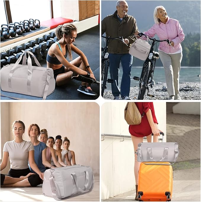 MABROUC Duffle Bag For Women, Sports Duffel Bag for Gym with Wet Pocket & Shoe Compartment, Overnight Weekender Travel Bag