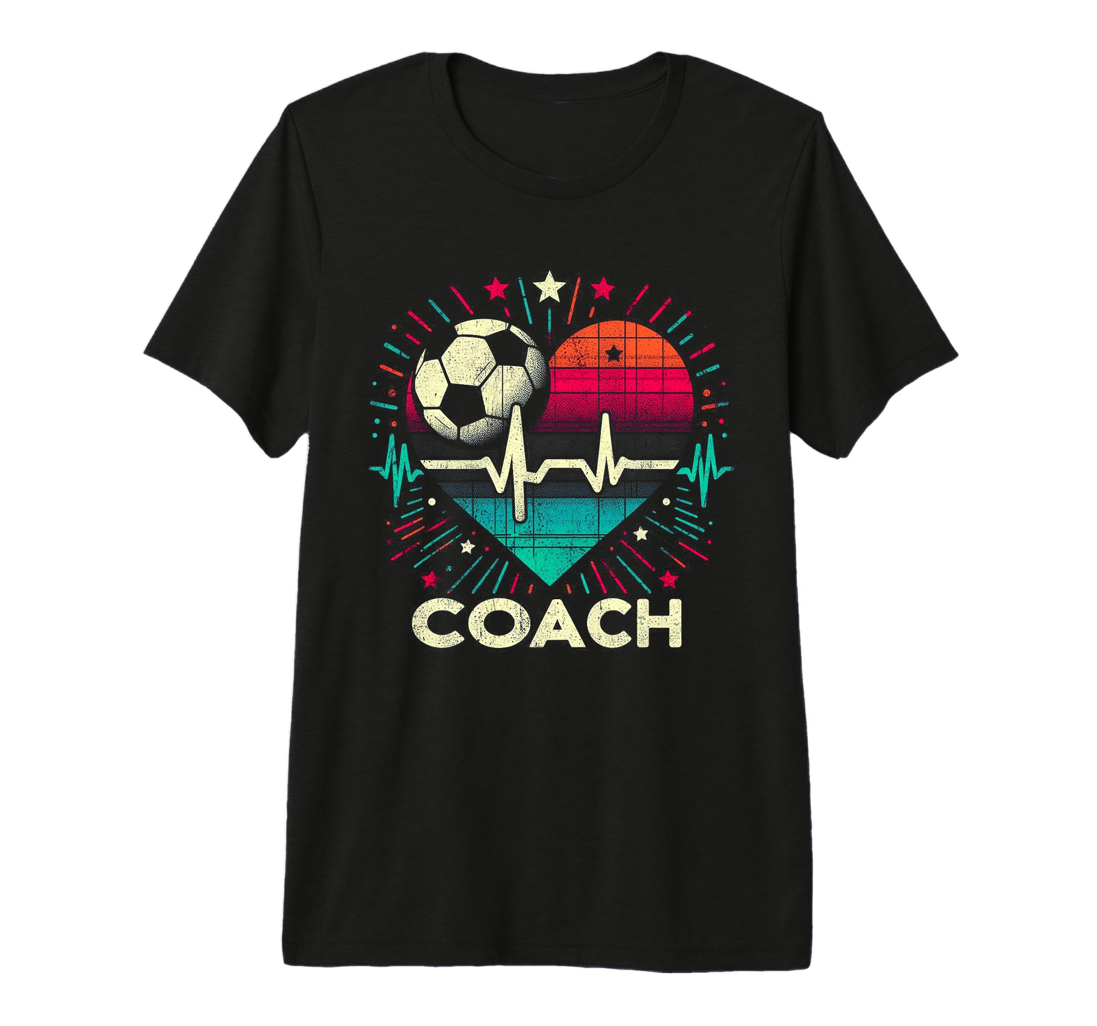 Soccer Coach Training Heart Beat Football T-Shirt - Unique Graphic Unisex