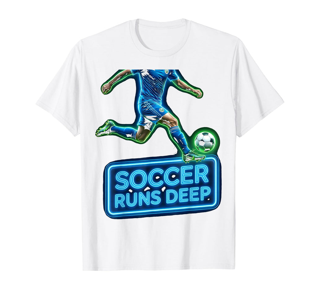 Soccer Runs Deep Mens Passion T-Shirt - Unique Graphic Unisex