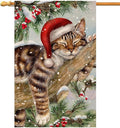 BLKWHT Winter Cat House Flag 28 x 40 Vertical Double Sided Christmas Holiday Outside Decorations Burlap Yard Flag BW738-40