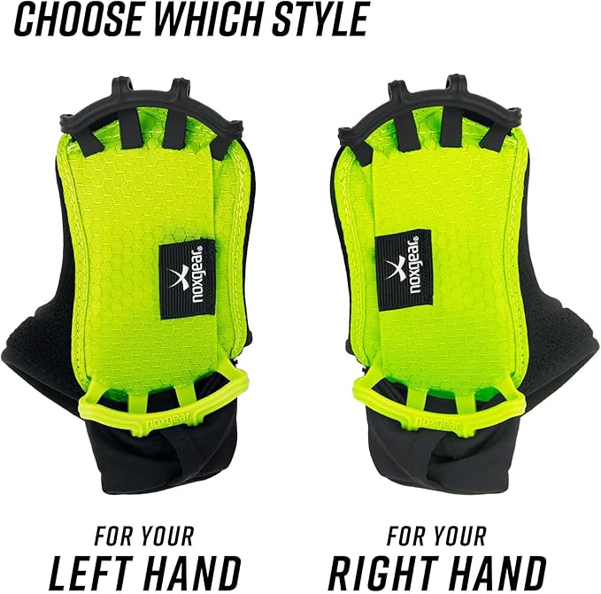 Noxgear Hand Held Phone Holder - Handheld Grip Phone Holder with Key Fob & Card Slot for Running, Jogging & Working Out - Compatible with All Phones - Machine Washable (Lime, Right Hand)