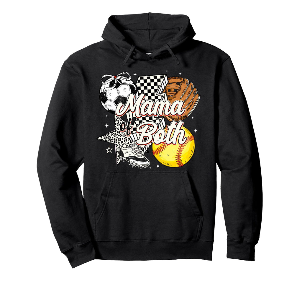 Mama Both Soccer Softball Mama Hoodie - Custom Art Print for Adults