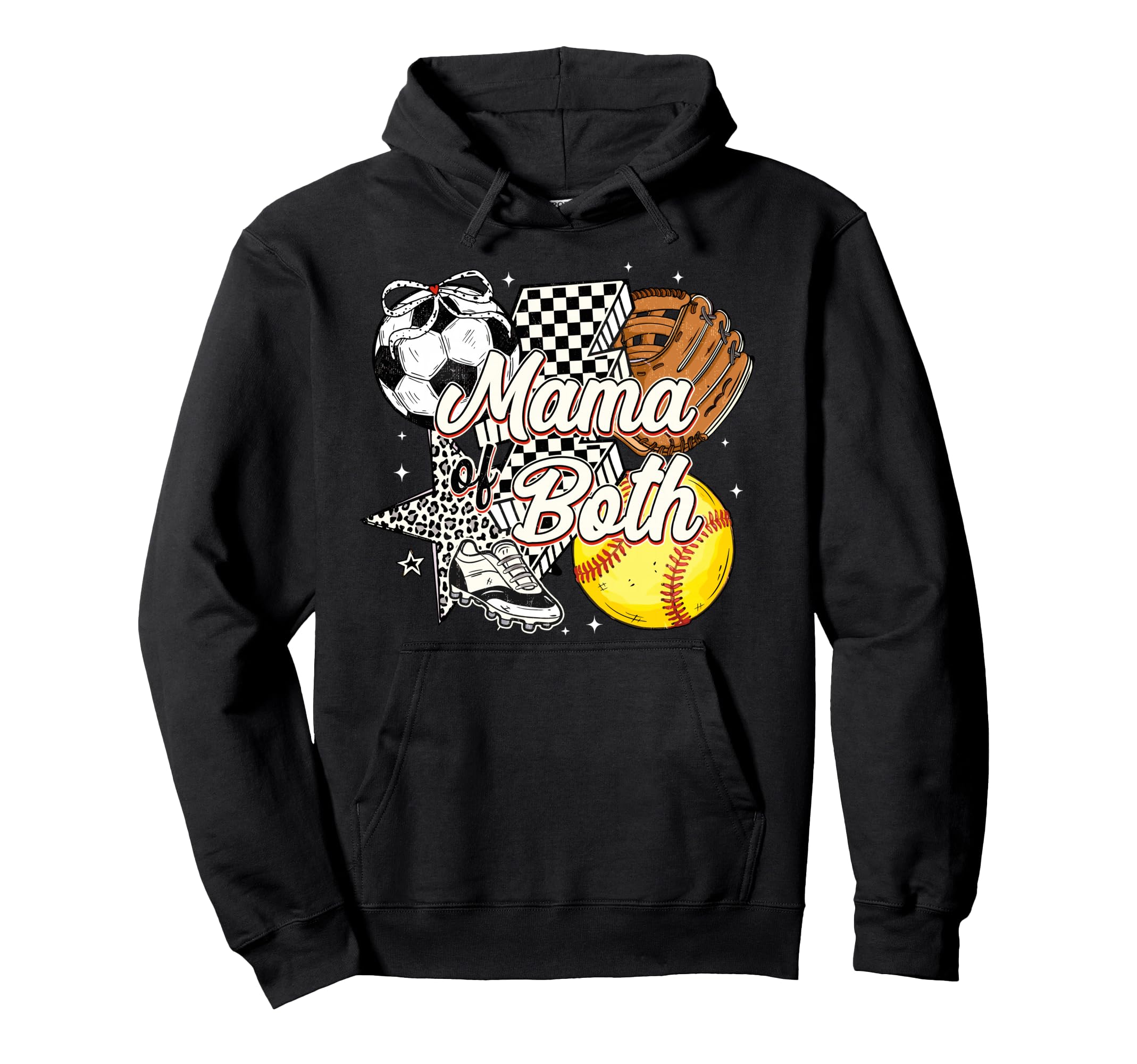 Mama Both Soccer Softball Mama Hoodie - Custom Art Print for Adults