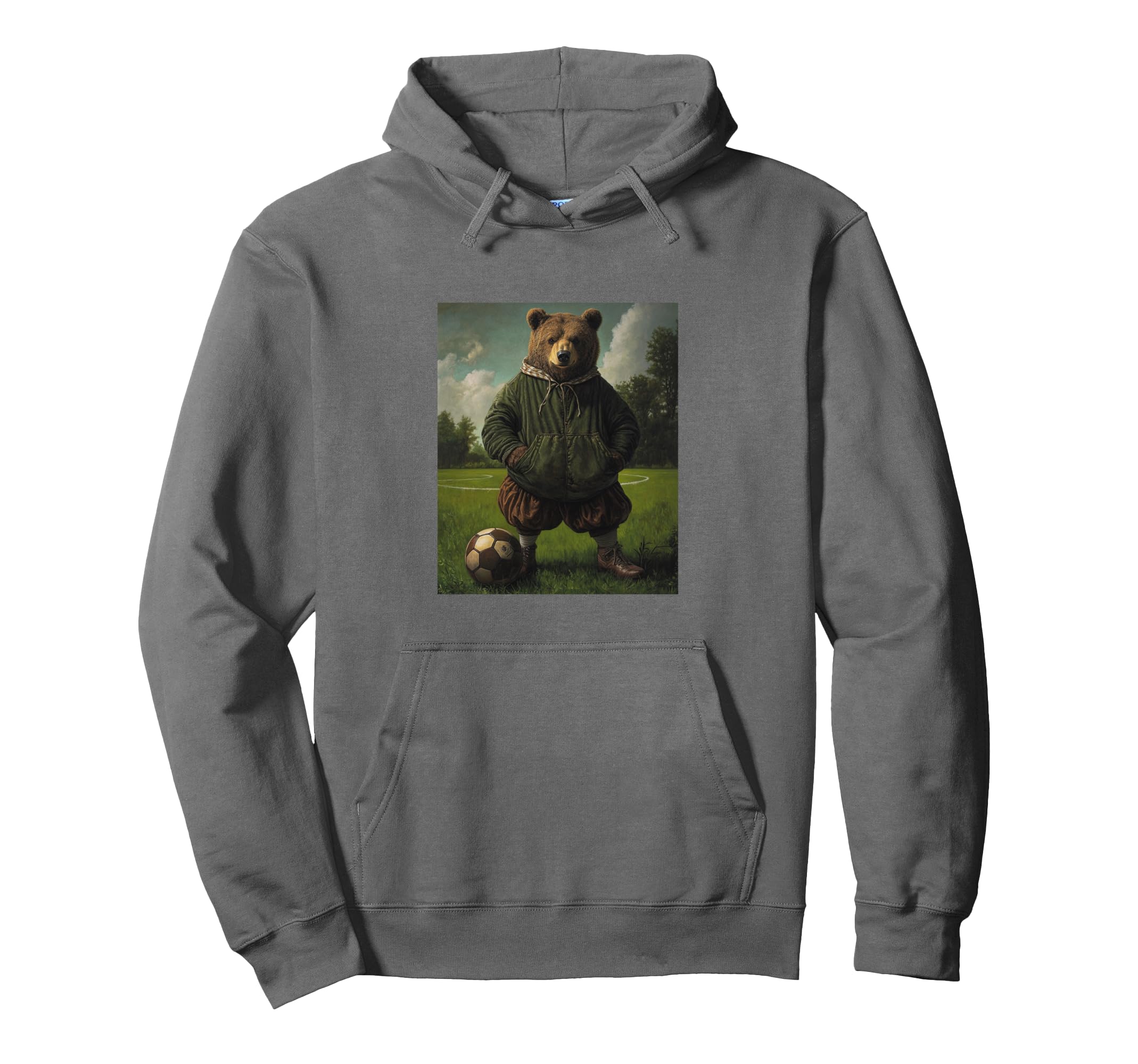 Funny Bear Playing Soccer Weird Bear Hoodie - Custom Art Print for Adults