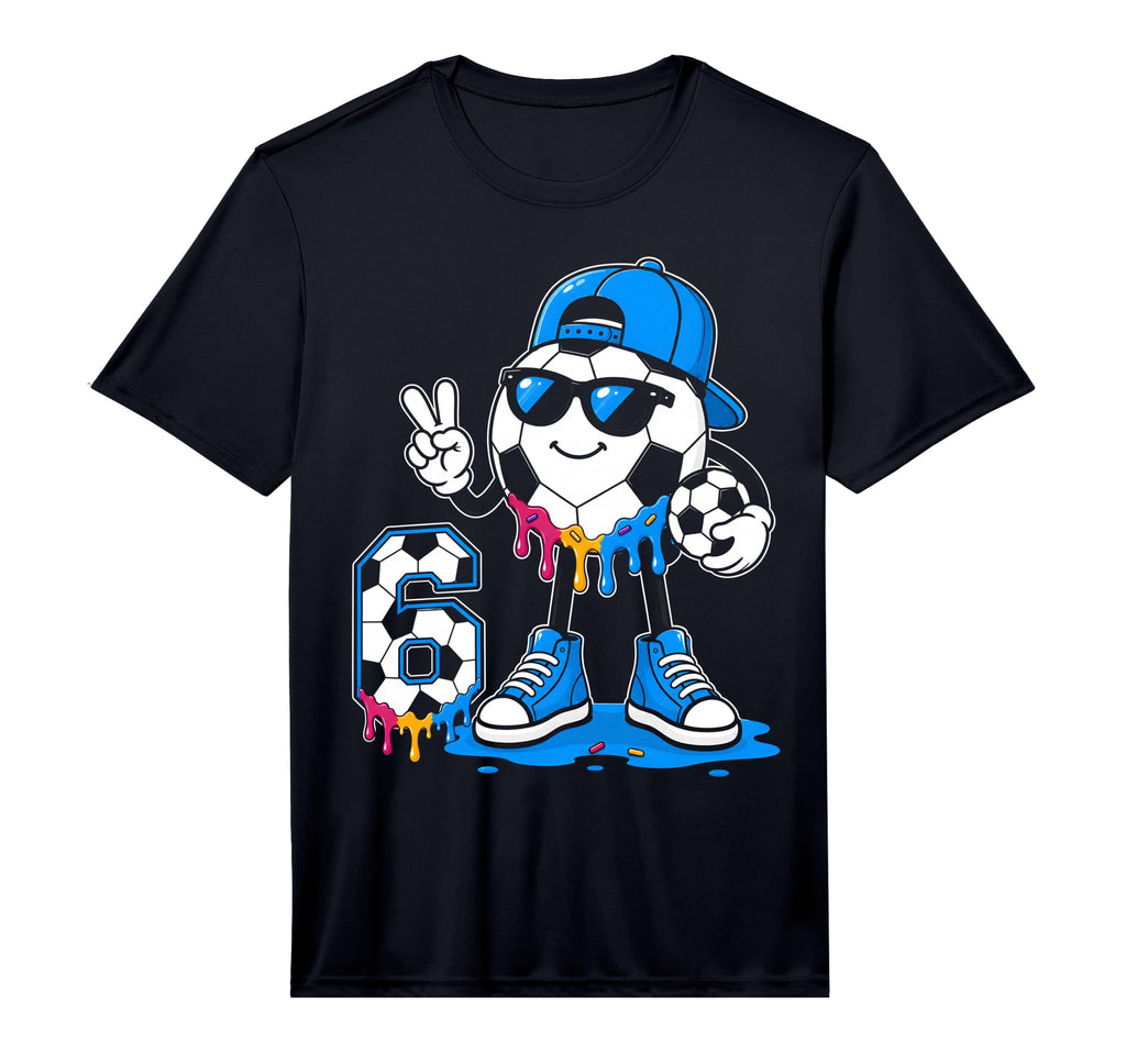 6Th Birthday Soccer Ice Cream Drip 6 T-Shirt - Minimalist Print for Adults