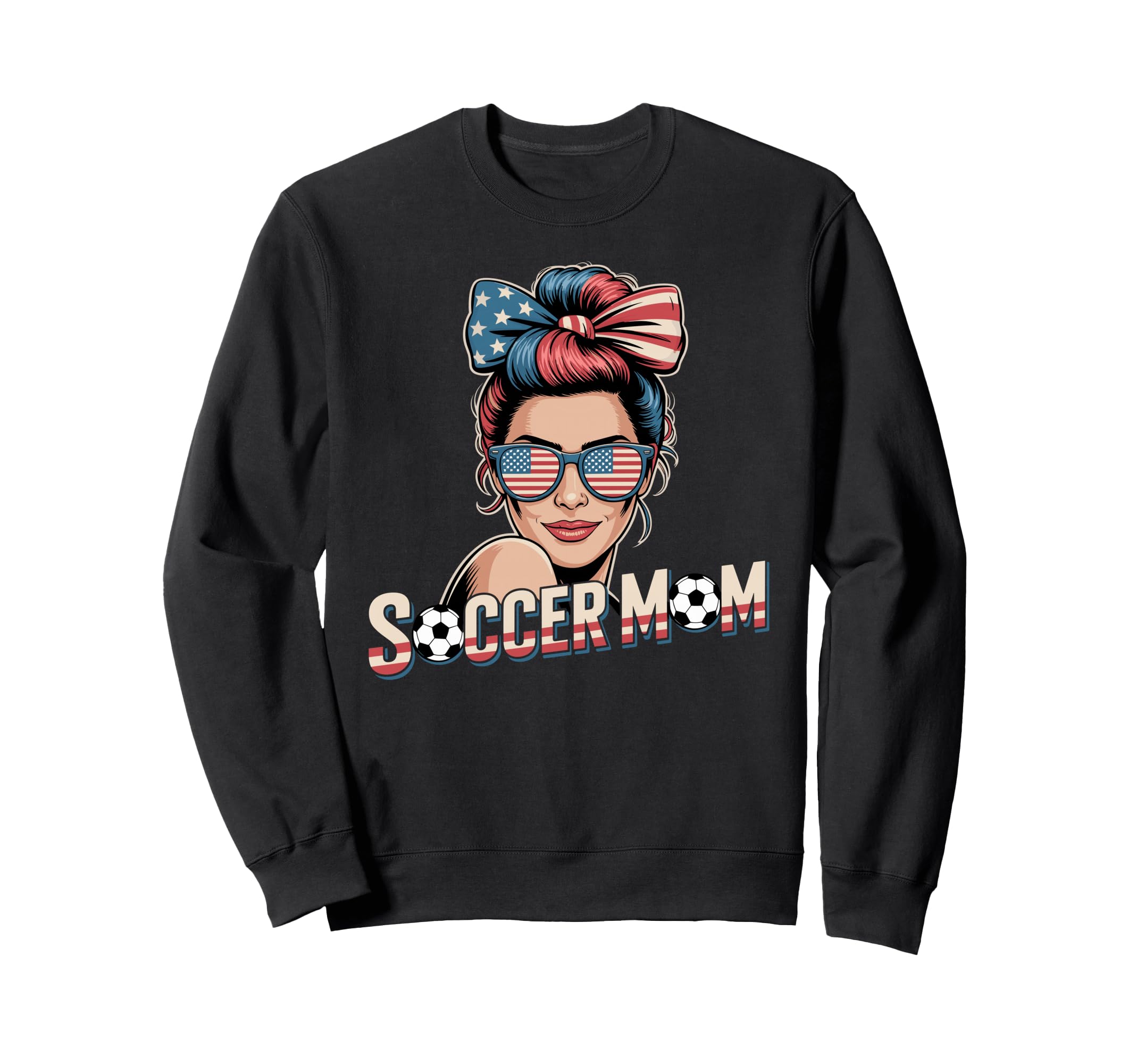 Patriotic Soccer Mom American Flag Sweatshirt - Fun Novelty Design Unisex