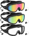 NSSIW Goggles Swimming Adult Swim-Goggles: Wide View with UV400 Protection Anti Fog No Leak for Men and Women 3 Pack