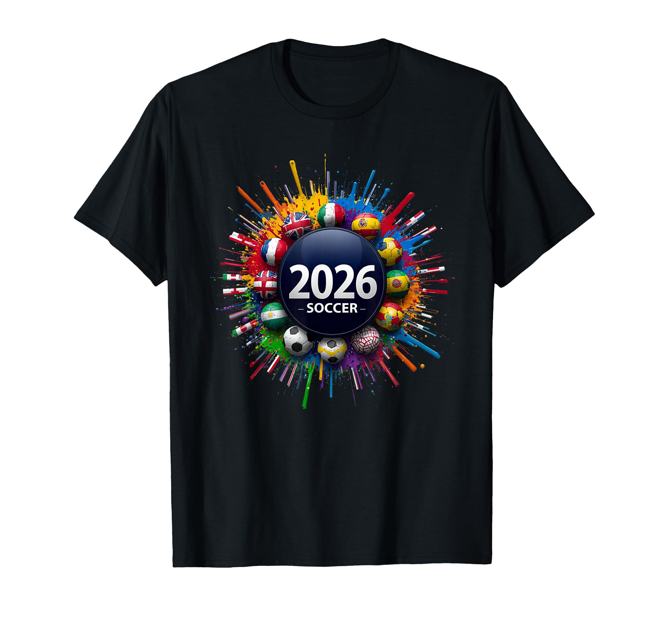 2026 Soccer World Usa Flag Burst Fan T-Shirt - Fun Novelty Design Unisex