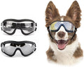 Pack of 2 Dog Goggles Dog Sunglasses for Medium to Large Breed Anti-UV Eye Protection with Adjustable Straps- Silver & Transparent