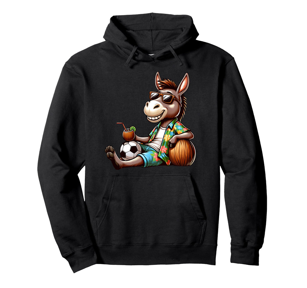 Summer Beach Donkey Coconut And Soccer Chill Hoodie - Unique Graphic Unisex