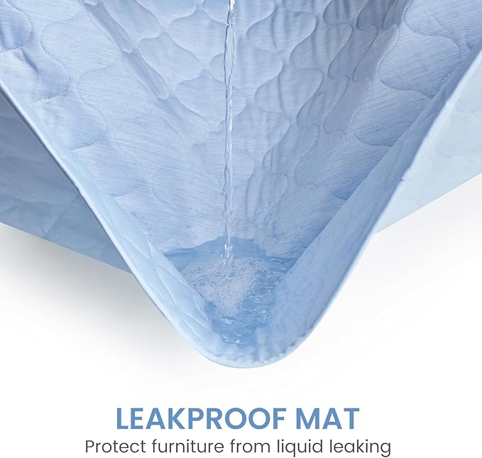 Cozy Bliss Leakproof Cooling Blanket for Small Dogs – Q-Max>0.4, Durable & Washable Dog Cooling Mat for Hot Weather, Soft Pet Throw & Couch Protector for Puppies & Cats, 25x35 Inch, Heather Cool Blue