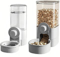 GKYZBB Hanging Automatic Food Water Dispenser,Rabbit Feeder Guinea Pig Water Bottle Food Feeder for Ferret Guinea Pig Rabbit Bunny Cage Accessories (Grey, 520ml+1200ml)