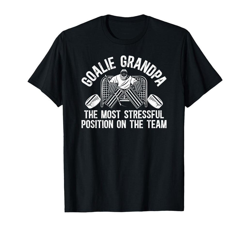 Funny Hockey Goalie Grandpa Hockey T-Shirt - Unique Graphic Men Women