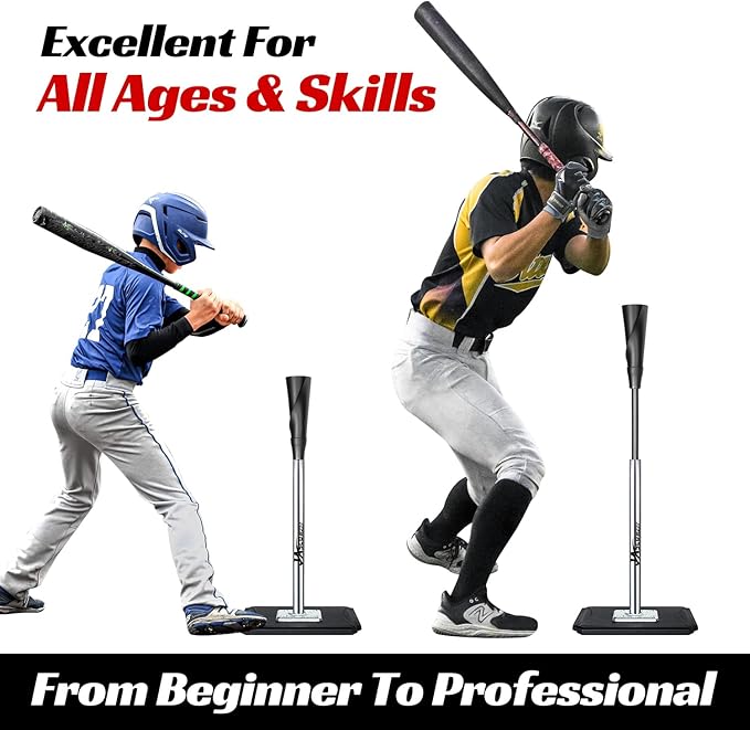 Portable Batting Tee,Height Adjustable from 25-37 inch Hitting Tee For Baseball and Softball, Easy Assemble Premium Baseball Tee with Rubber Top,Metal Base Softball Tee for Kids/Youths/Adults