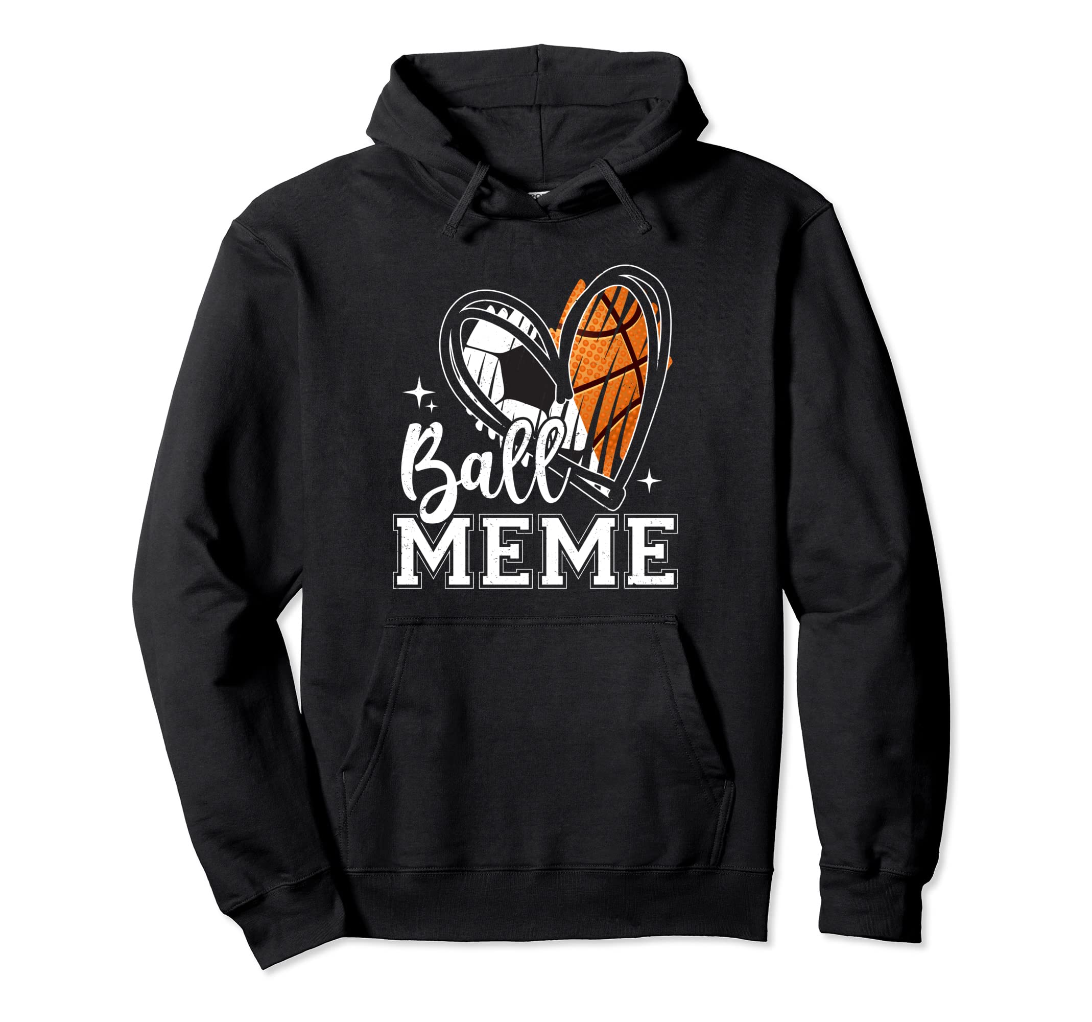 Ball Meme Heart Soccer Basketball Hoodie - Casual Everyday Wear for Adults