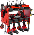 Power Tool Organizer wtih Charging Station，3 Layers Storage Rack with Screwdriver Rack 6 Drill Holders 8 Outlets Max Load 110lbs，for Workshop Garage Organizers and Storage Tool Battery Holder (red)