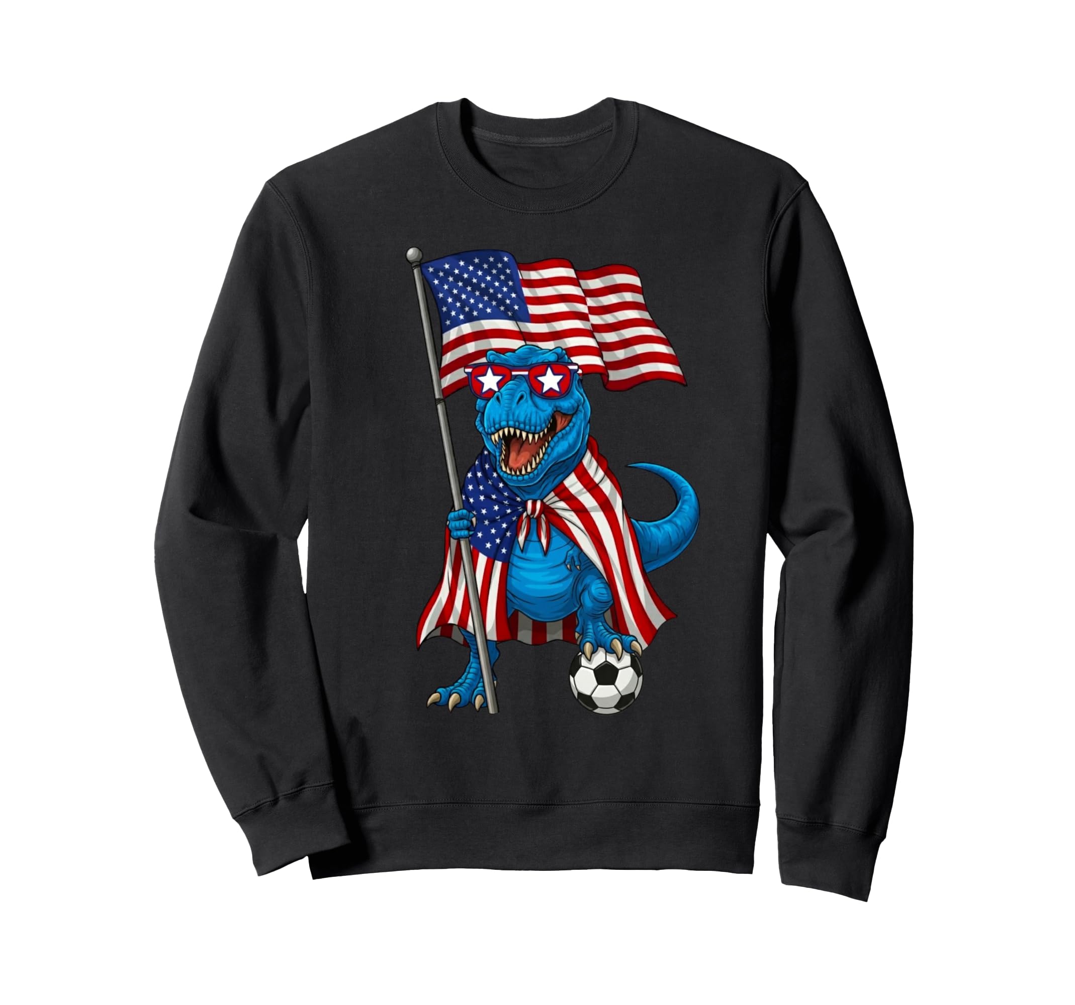 Usa Flag T Rex Soccer Patriotic Sweatshirt - Minimalist Print Unisex