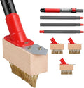 Moss Remove Brush with Long Handle(53IN), Deck Crevice Cleaning Tool, Weed Remover with Wire Brush & Metal Blade, Crack Moss Remover for Pavement Driveway Patio Sidewalk Paver(3 Brush Heads)