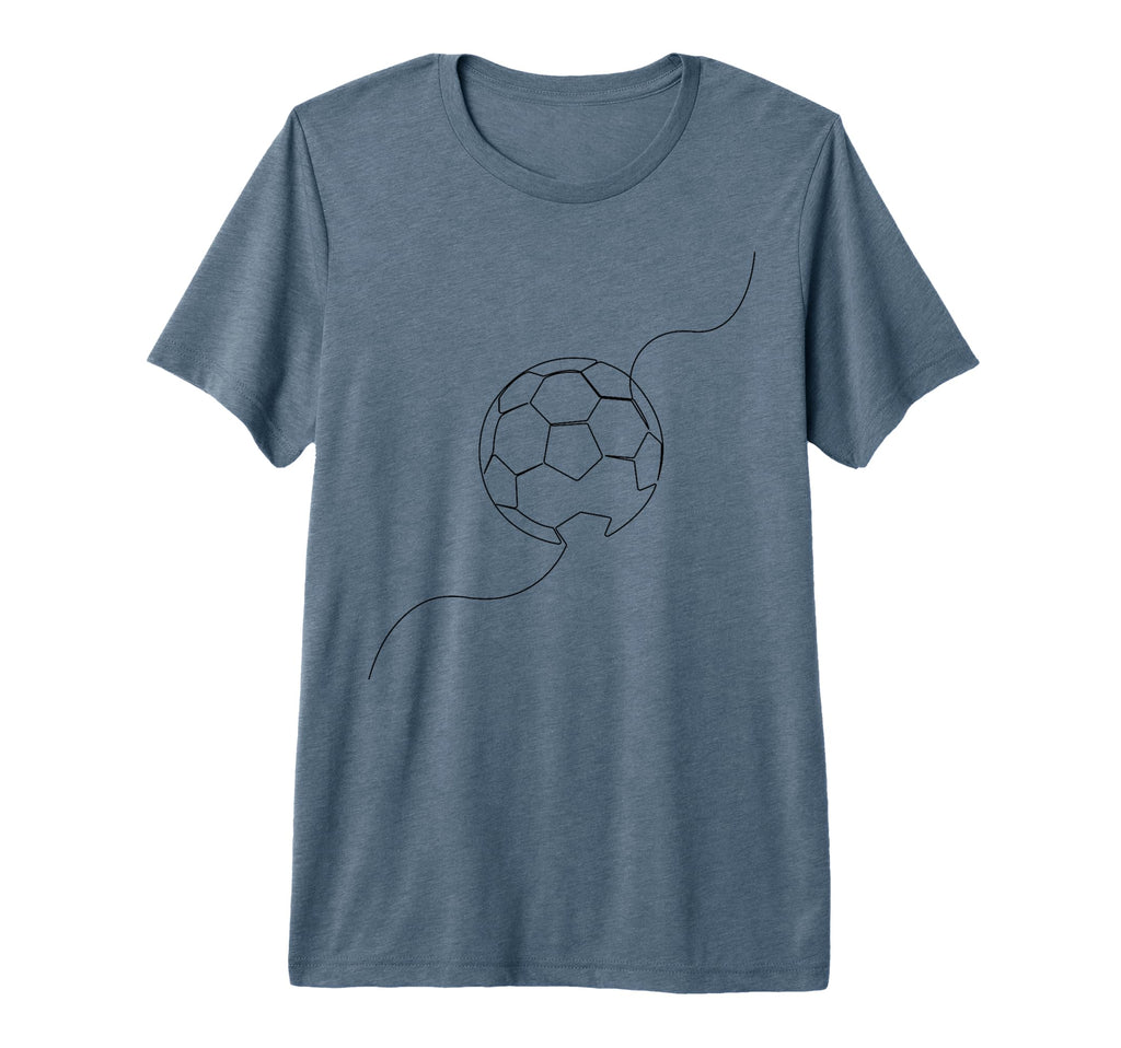 One Line Art Minimalist Soccer T-Shirt - Casual Everyday Wear Men Women
