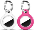 Upgrade Waterproof 2 Pack Airtags Holder with Apple Airtags Keychain, Hard PC Air Tag Case, Anti-Scratch & Shock Air tag Holder, Men's Women's Keyrings & Keychains-White+Rose Red