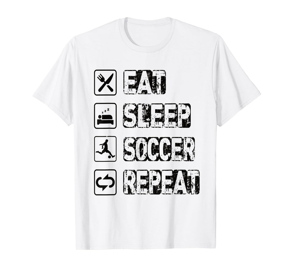 Eat Sleep Soccer Repeat Football T-Shirt - Aesthetic Graphic Men Women