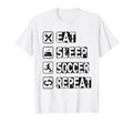 Eat Sleep Soccer Repeat Football T-Shirt - Aesthetic Graphic Men Women