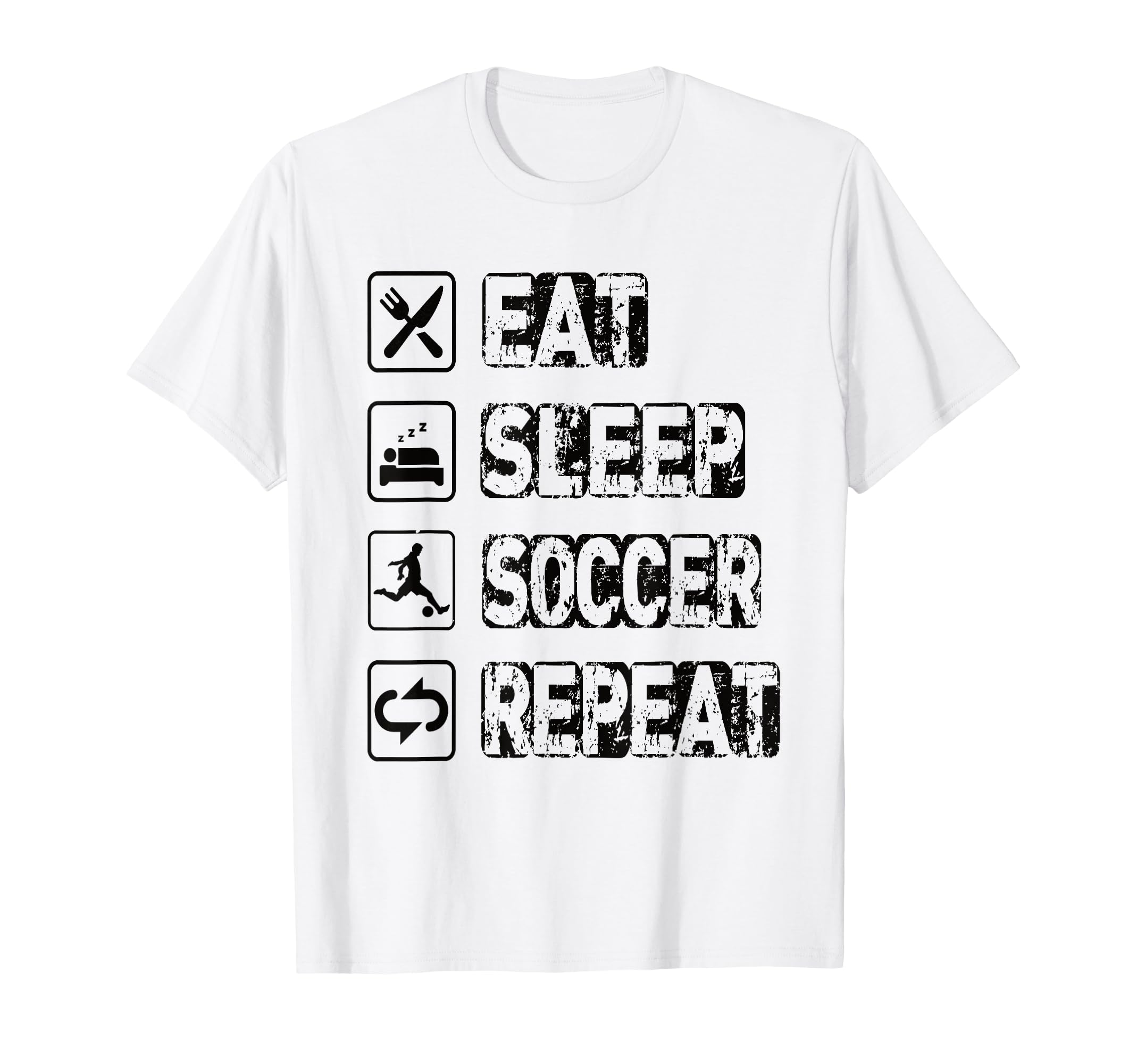Eat Sleep Soccer Repeat Football T-Shirt - Aesthetic Graphic Men Women