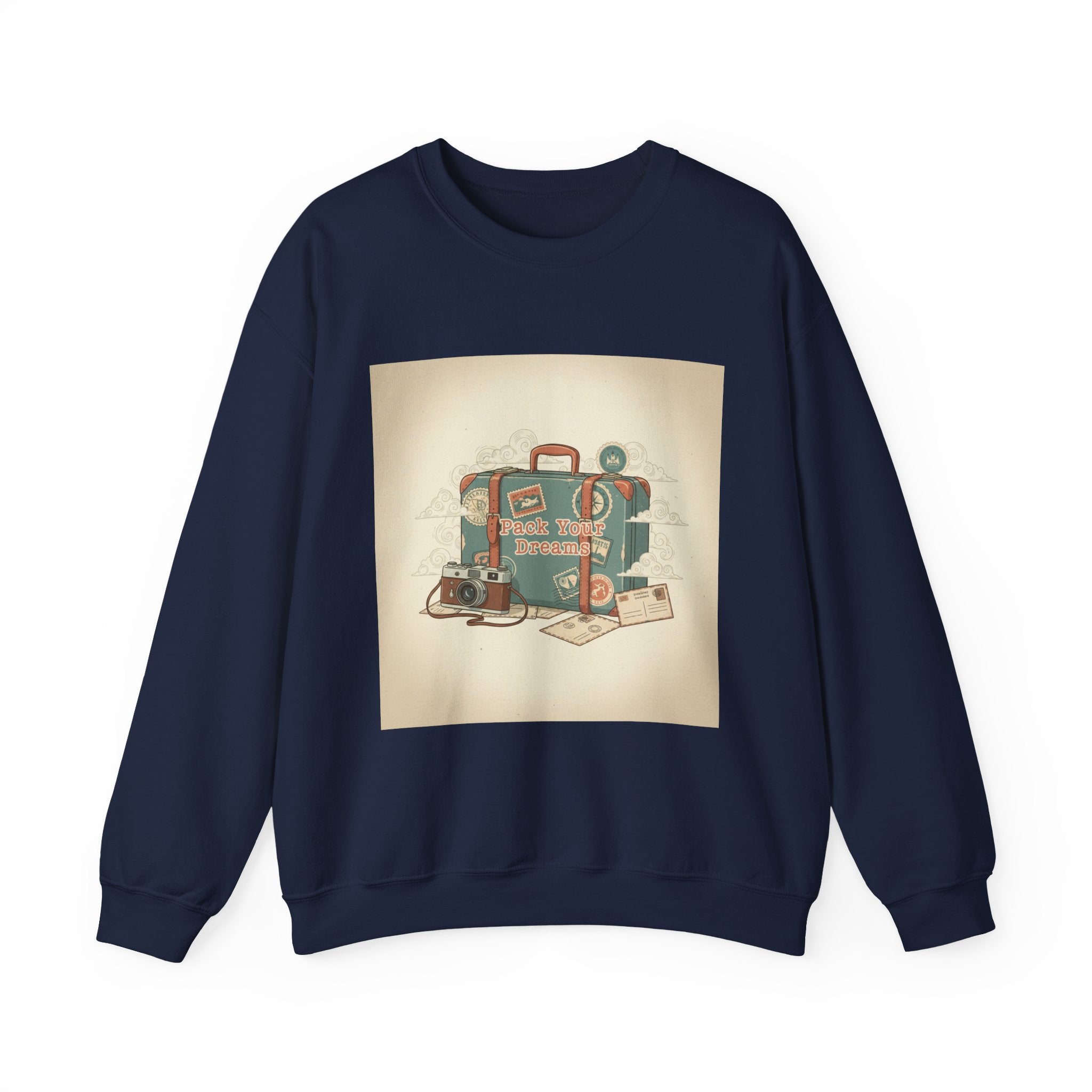 Vintage Passport Stamp Luggage Crewneck Sweatshirt | retro travel postcard, wanderlust design